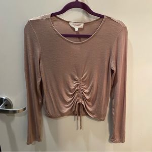 Ruched Drawstring Long Sleeve Top